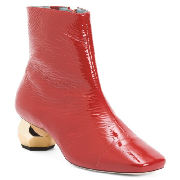 FRANCES VALENTINE Made In Brazil Patent Leather Marnie Heeled Boots - Picture 1 of 3
